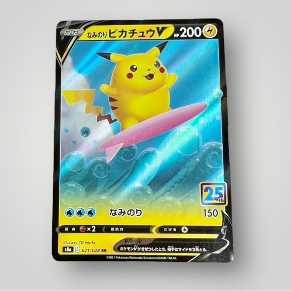 Surfing Pikachu V 25th Anniversary Edition 021/028 Pokemon Card MD-7 F/S - Picture 5 of 9